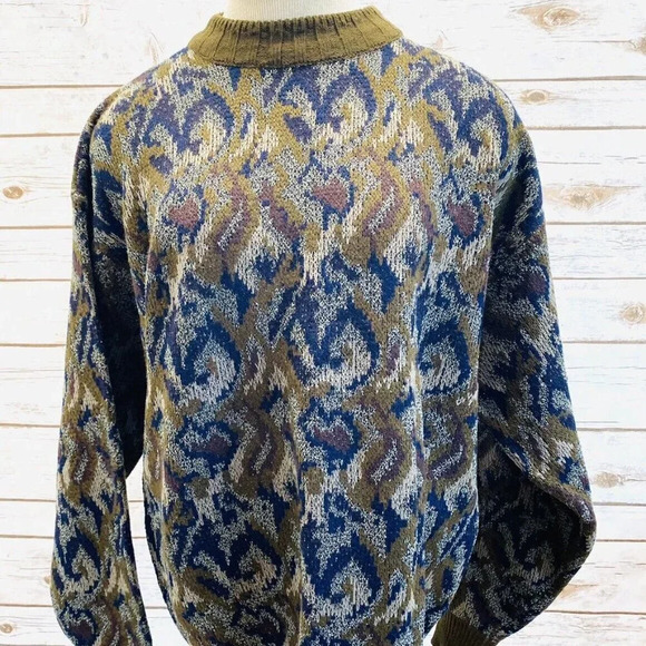 PACIFIC CLUB Men Long Sleeve Pull Over High-Neck Knit Sweater Top Size Large - Picture 1 of 11